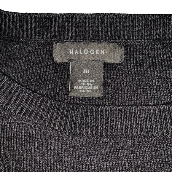 NORDSTROM Halogen Black Boat Neck Bell-Sleeve Knit Sweater Women's Medium - Picture 5 of 7